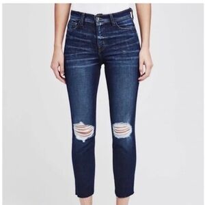 L’AGENCE Abigail Slim Mince Torn Ripped Skinny Jeans Dark Diamond Destructed